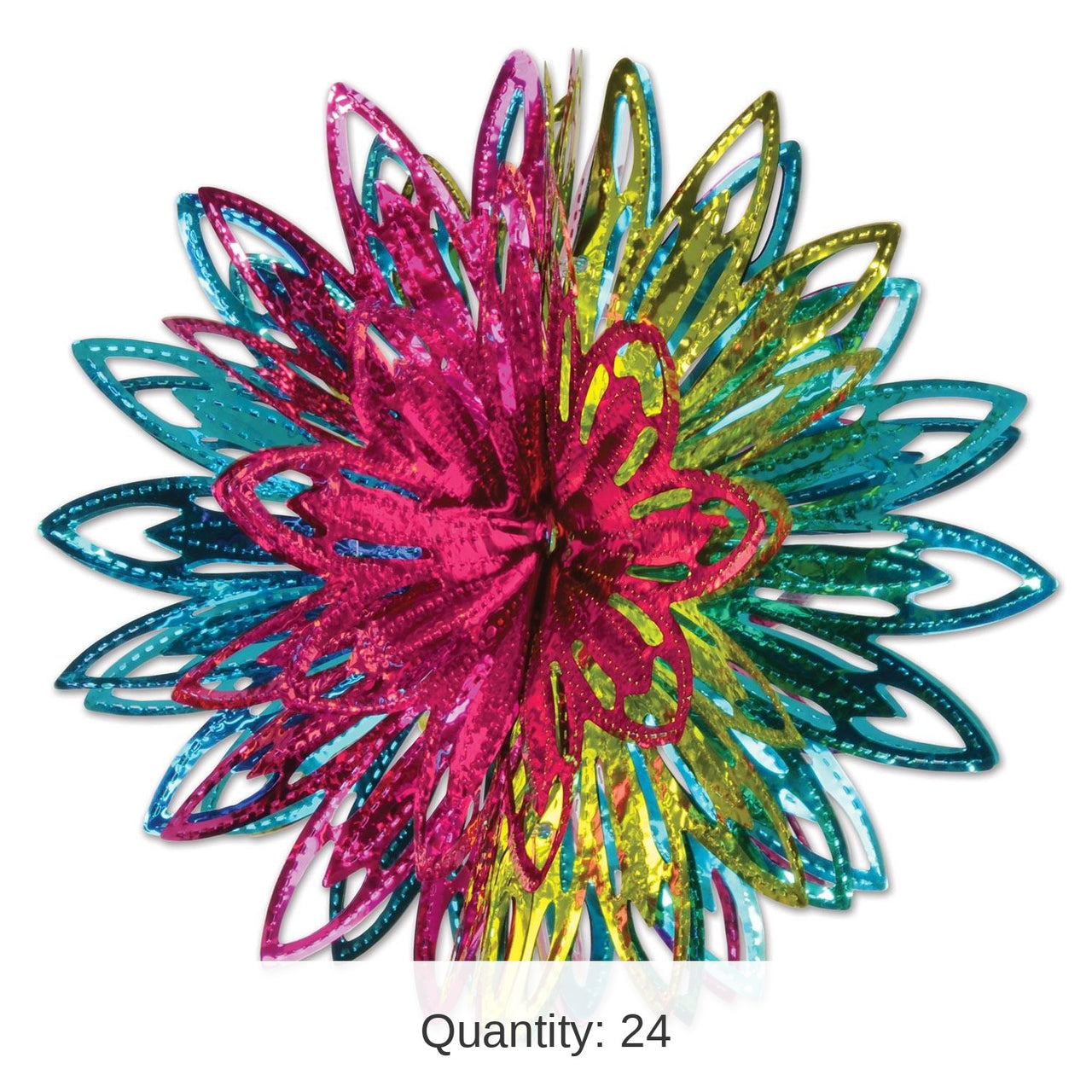 24 Piece Bulk Party Metallic Starburst Balls