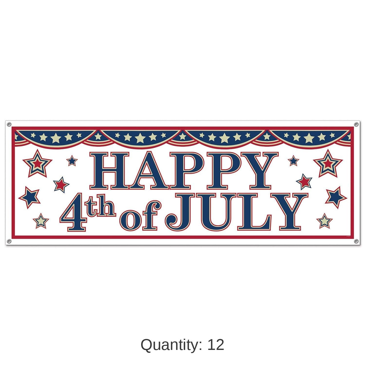 12 Pack Bulk 4th Of July Party Sign Banner