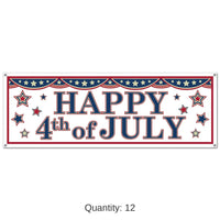 12 Pack Bulk 4th Of July Party Sign Banner