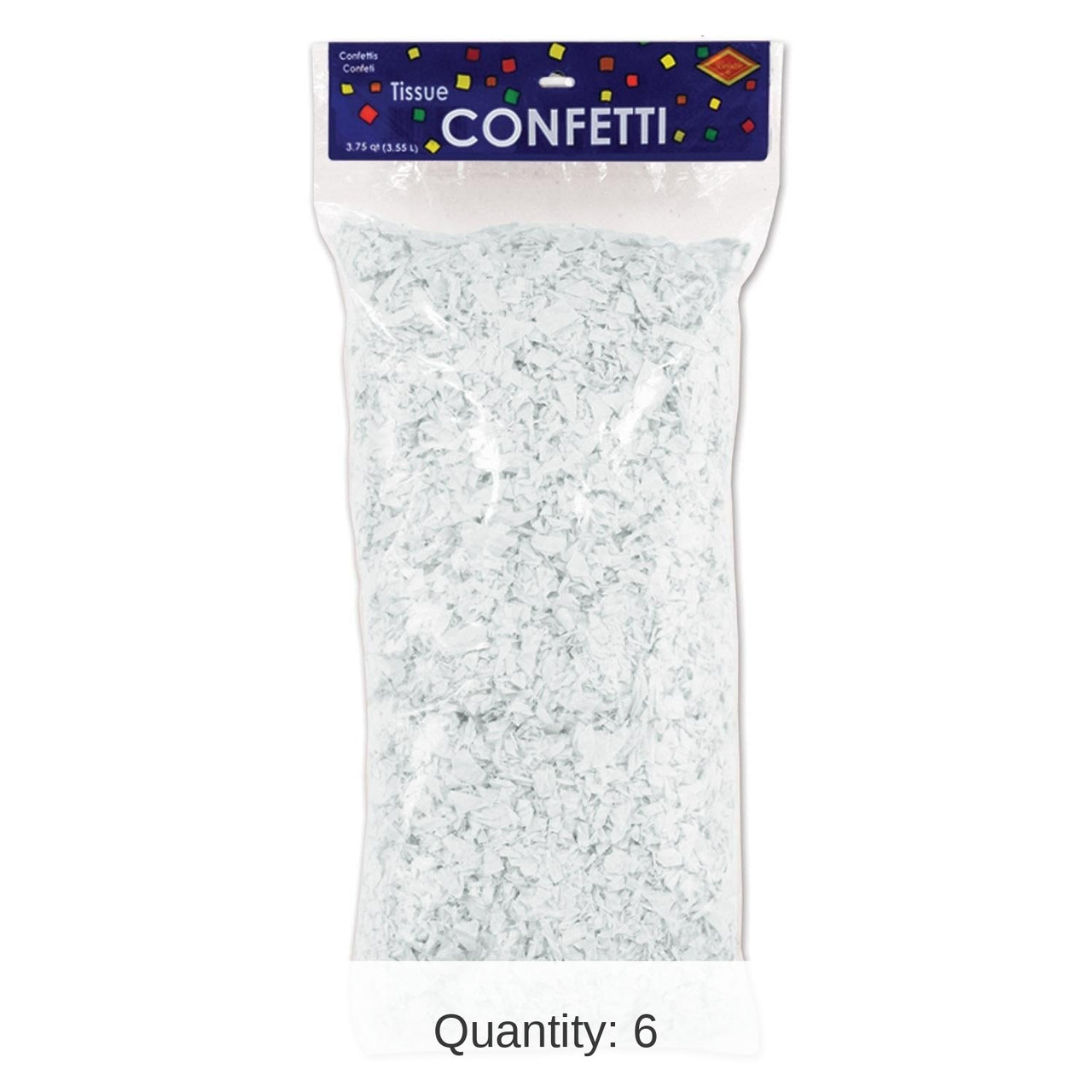 6 Pack Bulk Tissue Party Confetti - White (3.75 Qt/Pkg)