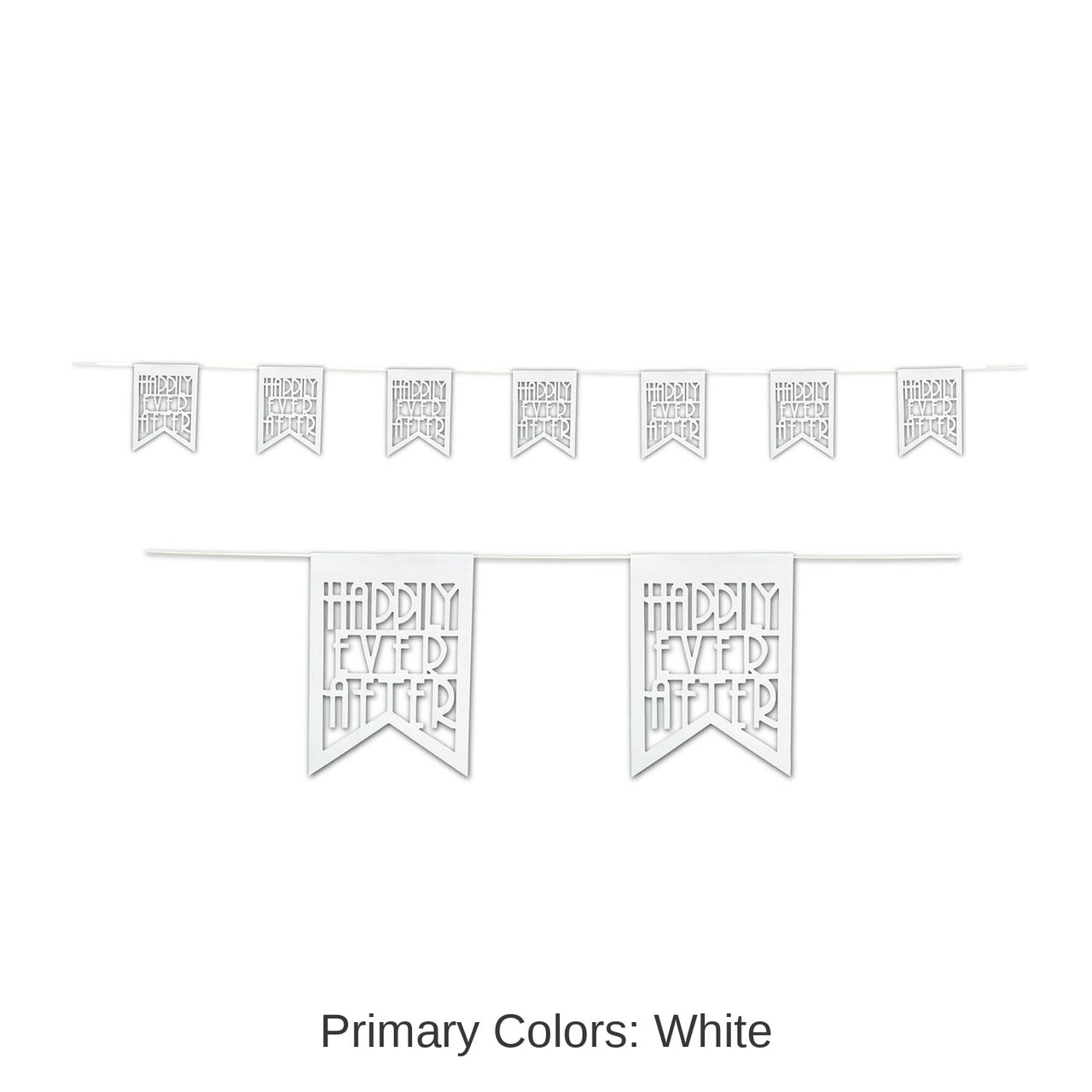 12 Pack Bulk Die-Cut Happily Ever After Wedding Party Pennant Banner