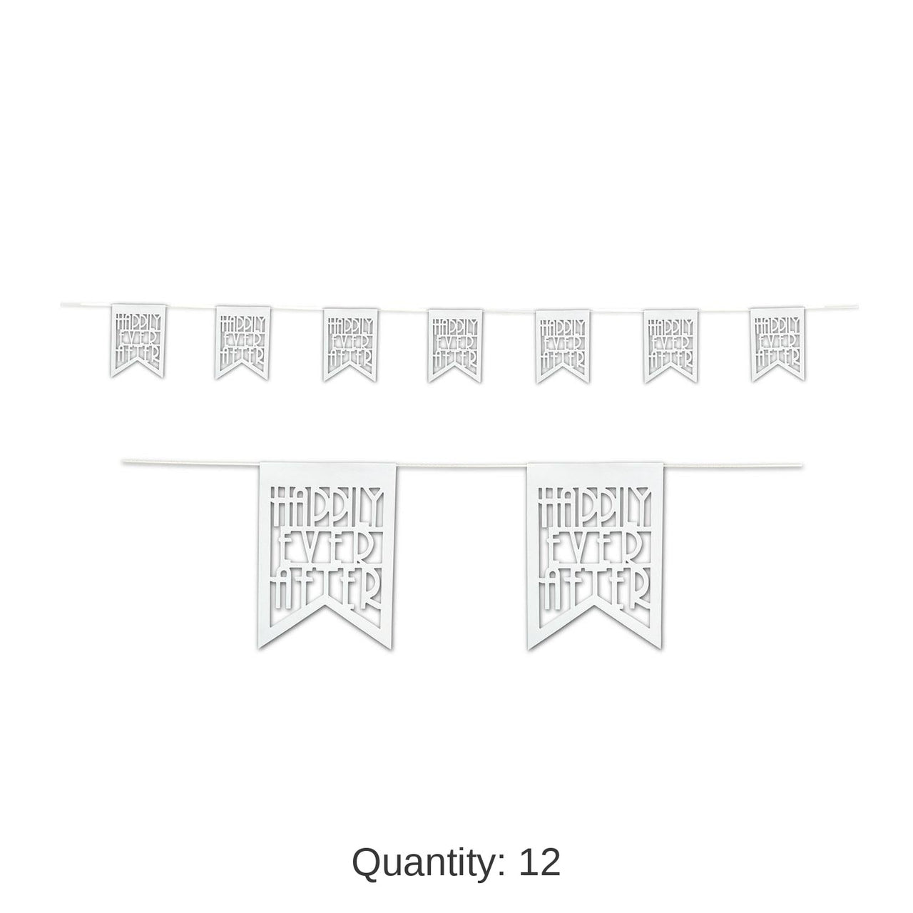 12 Pack Bulk Die-Cut Happily Ever After Wedding Party Pennant Banner