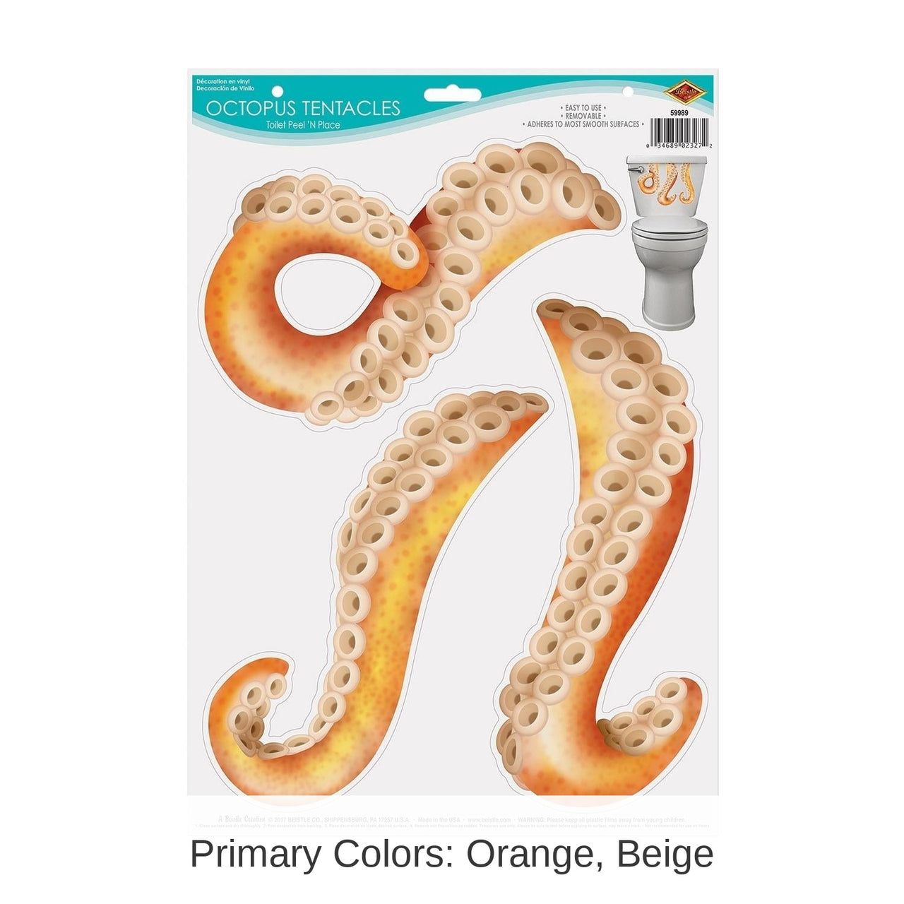 36 Pack Bulk Octopus Tentacles Party Toilet Tank Peel 'n Place Cover