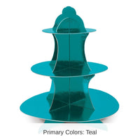 12 Pack Bulk Metallic Party Cupcake Stand - Turquoise