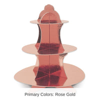 12 Pack Bulk Metallic Party Cupcake Stand - Rose Gold
