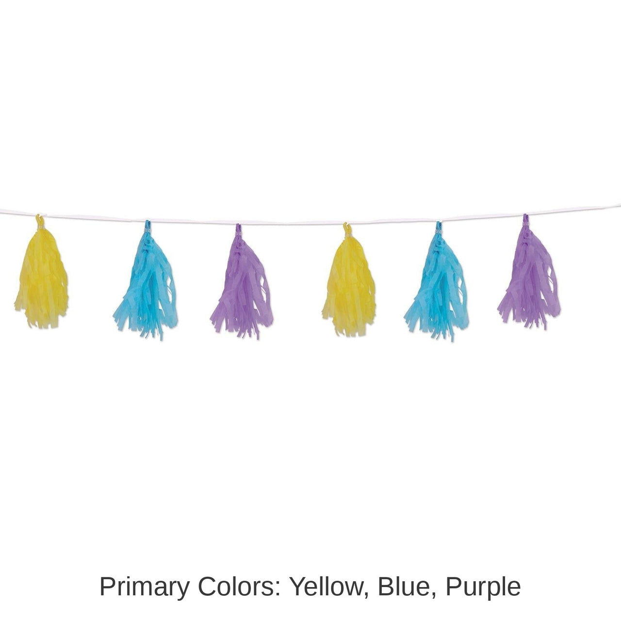 12 Pack Bulk Easter Tissue Tassel Garland - pastel--yellow - Light blue - lavender