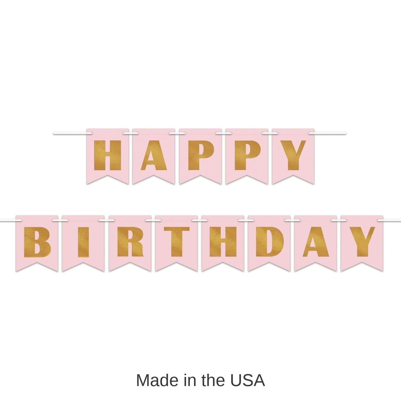 12 Pack Bulk Foil Happy Birthday Party Streamer (Pink and Gold)