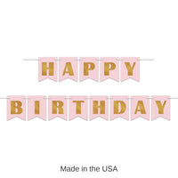 12 Pack Bulk Foil Happy Birthday Party Streamer (Pink and Gold)