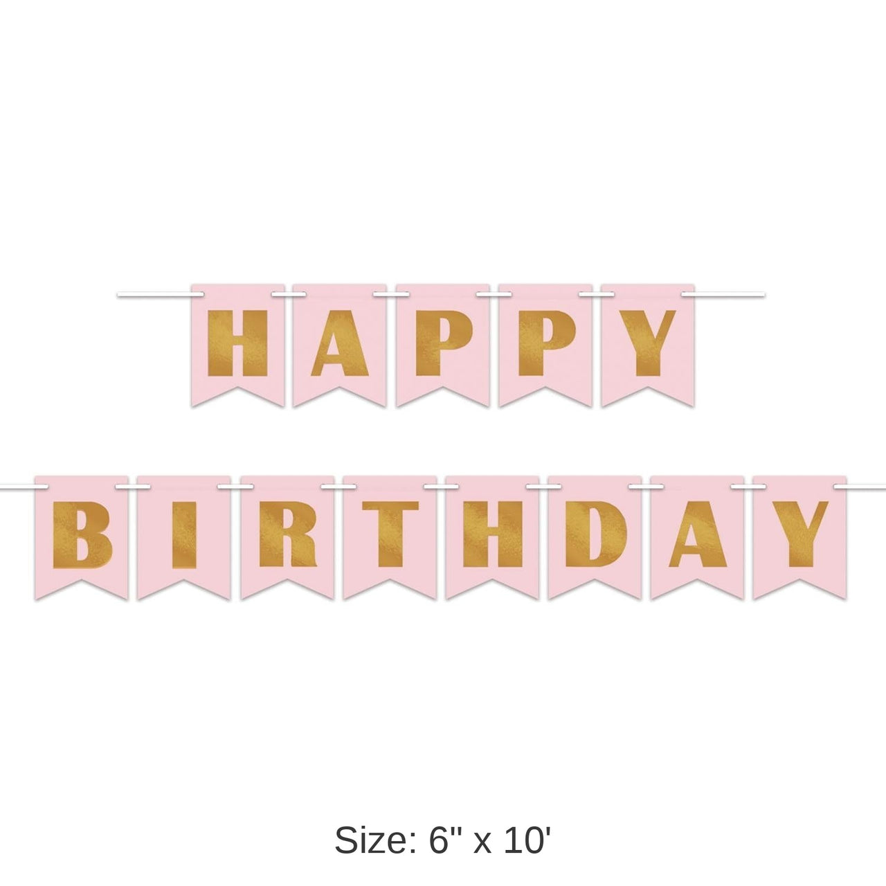 12 Pack Bulk Foil Happy Birthday Party Streamer (Pink and Gold)