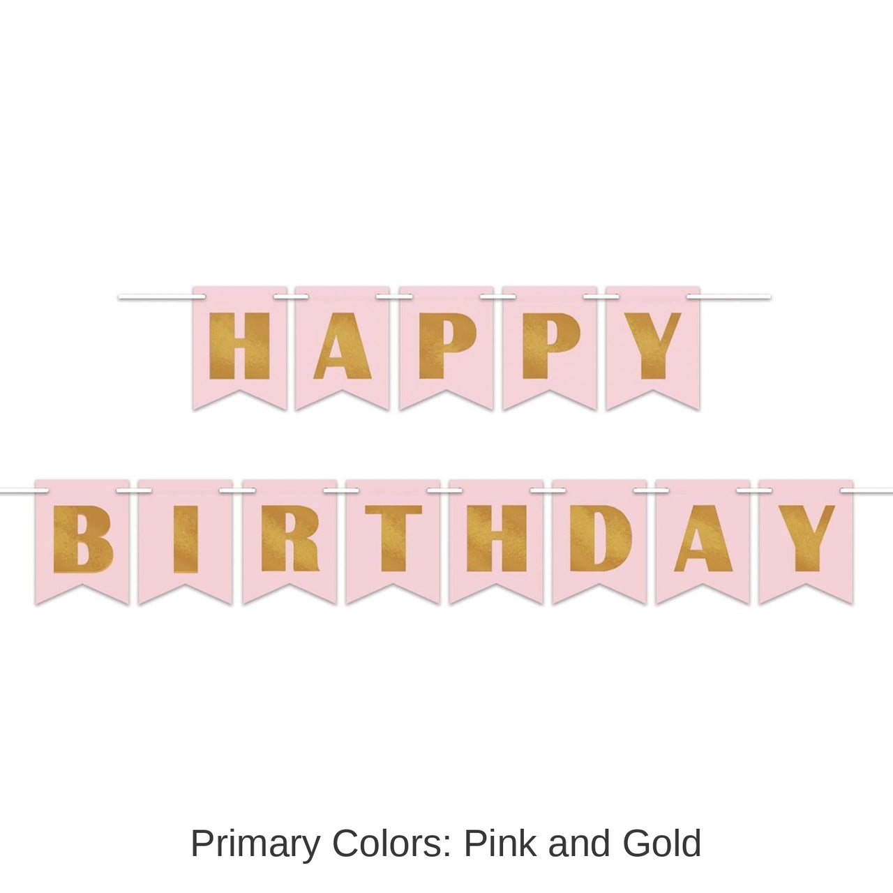 12 Pack Bulk Foil Happy Birthday Party Streamer (Pink and Gold)