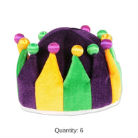 6 Pack Bulk Mardi Gras Plush Jester Crown