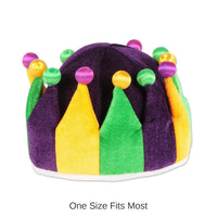 6 Pack Bulk Mardi Gras Plush Jester Crown
