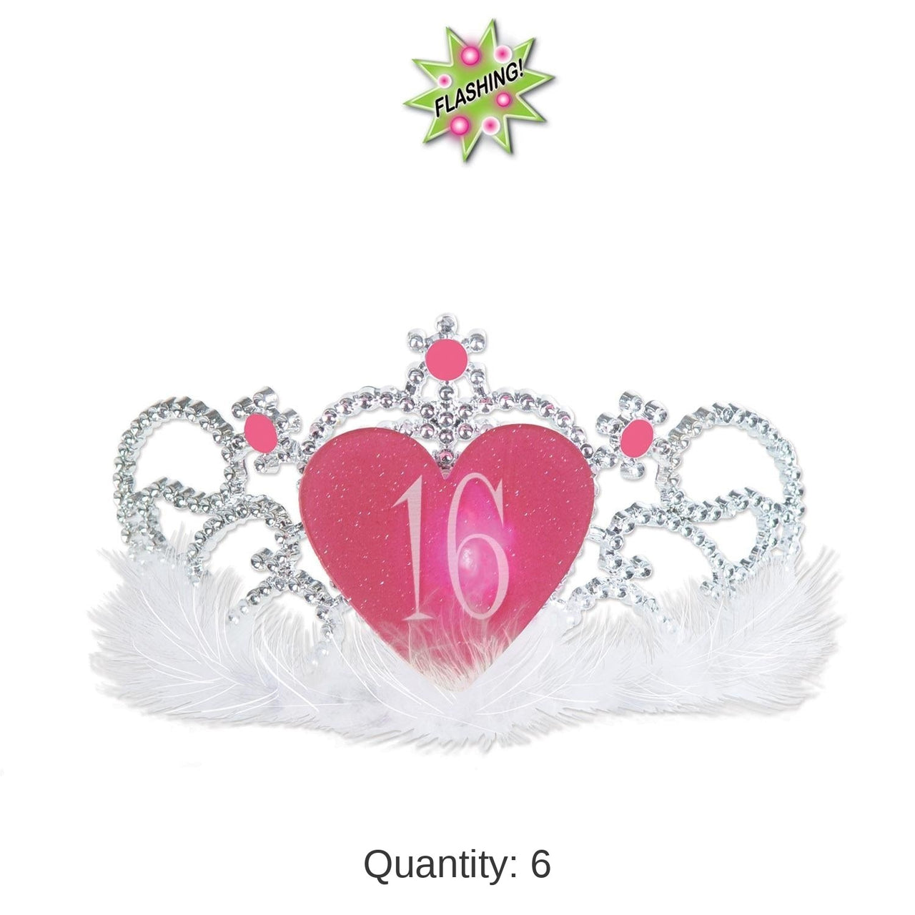 6 Pack Bulk Plastic Light-Up 16 Tiara