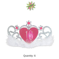6 Pack Bulk Plastic Light-Up 16 Tiara