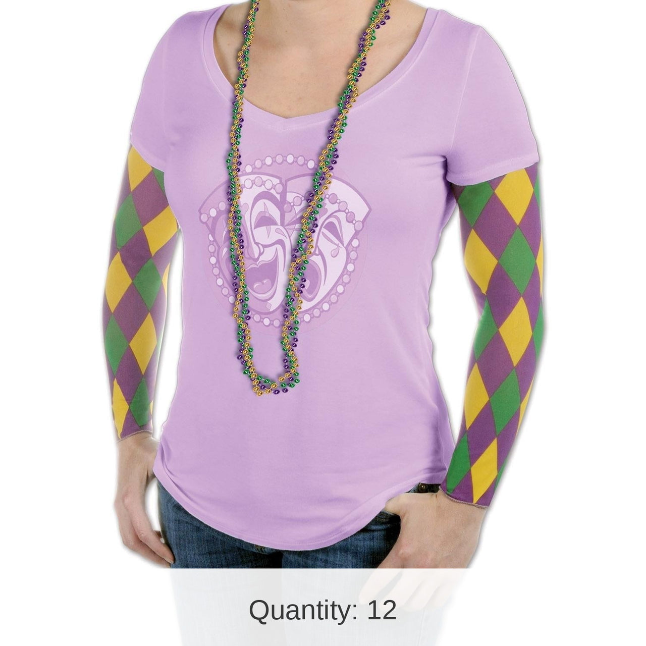 12 Pair Bulk Mardi Gras Harlequin Party Sleeves