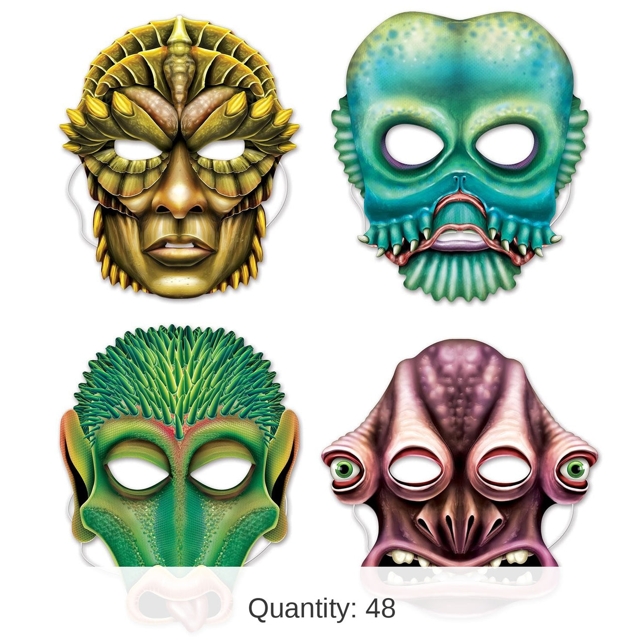 48 Pack Bulk Alien Masks