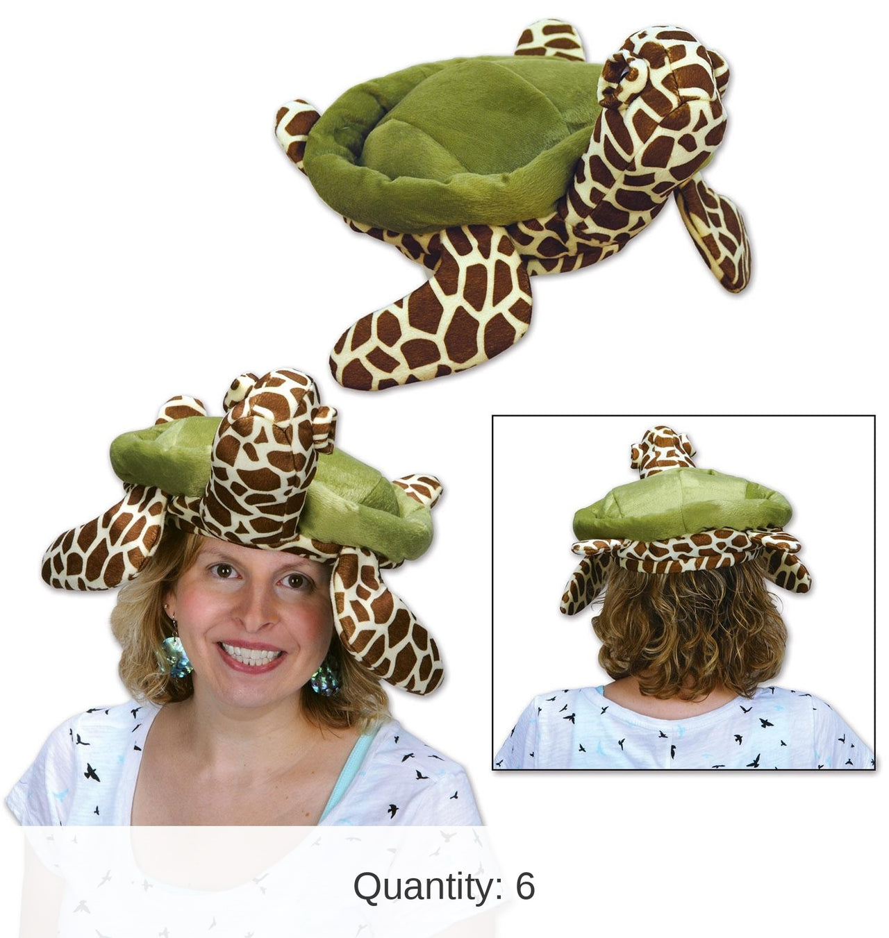 6 Pack Bulk Plush Sea Turtle Hat