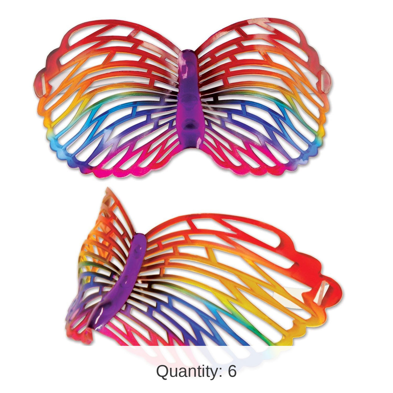 6 Pack Bulk Rainbow Butterfly Glasses