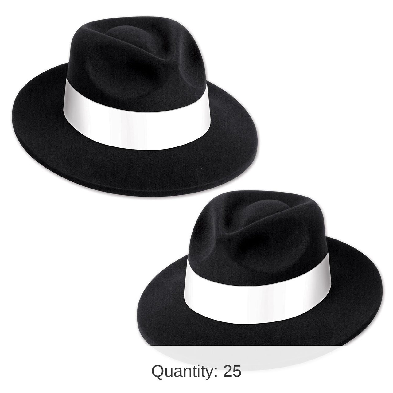 25 Pack Bulk Black Velour Fedora with Band