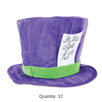 12 Pack Bulk Plush Mad Hatter Hat
