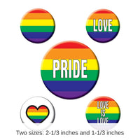 60 Pack Bulk Rainbow Party Buttons
