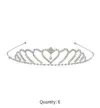 6 Pack Bulk Princess Heart Rhinestone Tiara