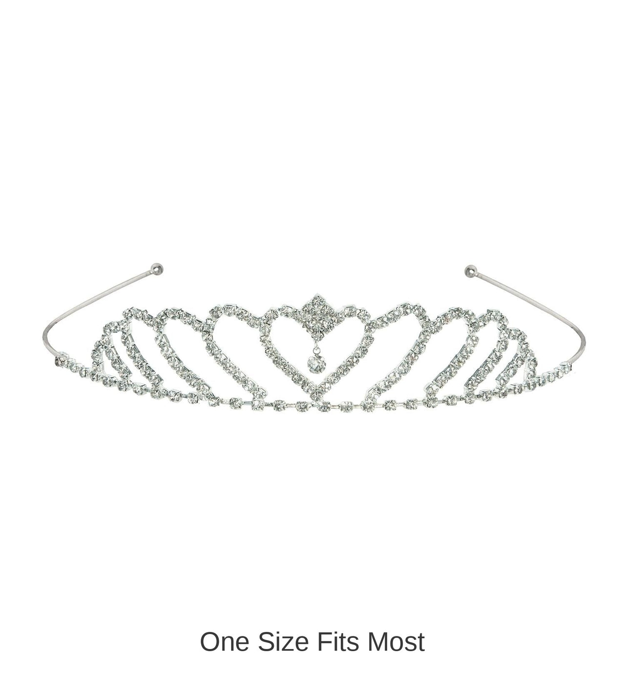 6 Pack Bulk Princess Heart Rhinestone Tiara