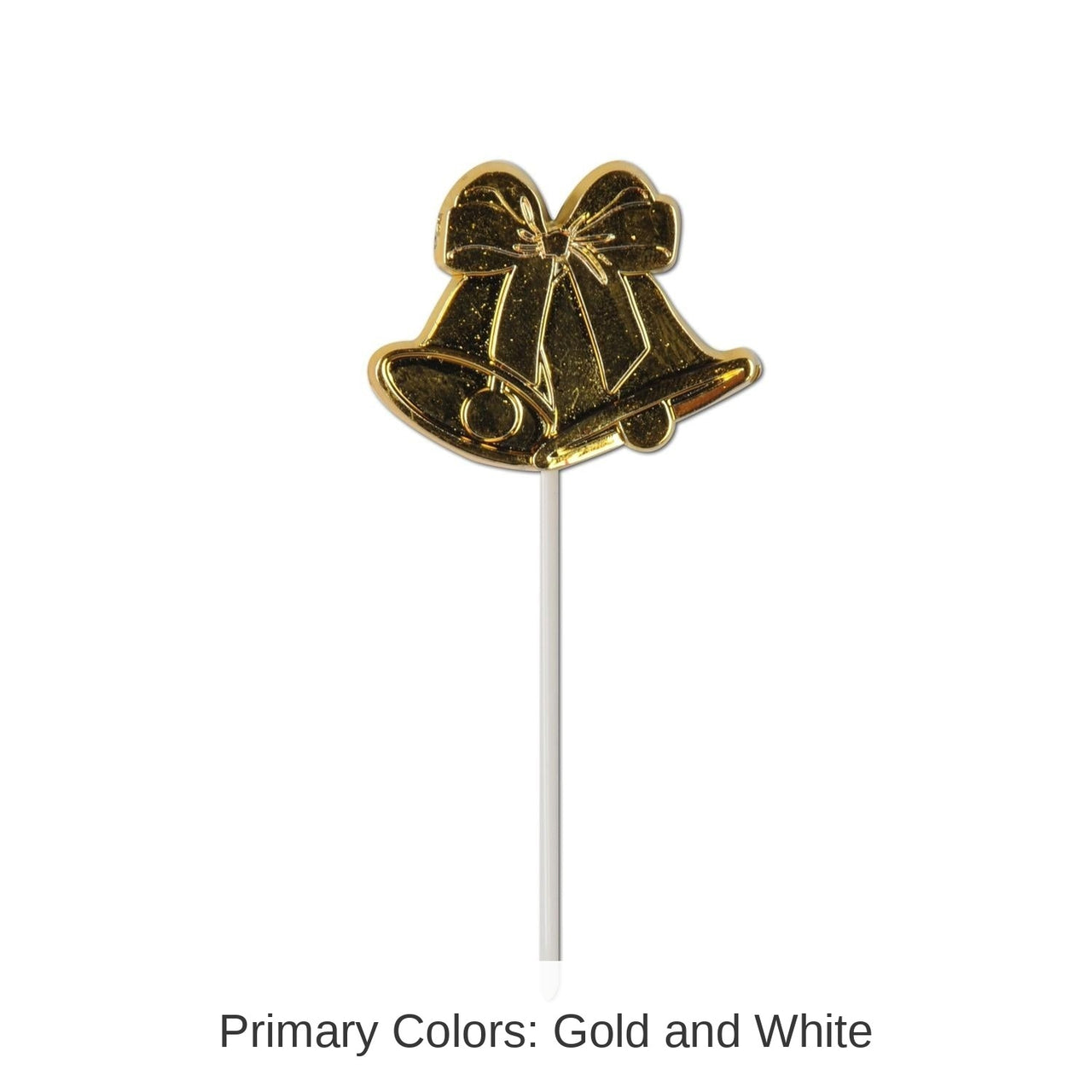 96 Pack Bulk Wedding Bell Picks Gold - molded plastic