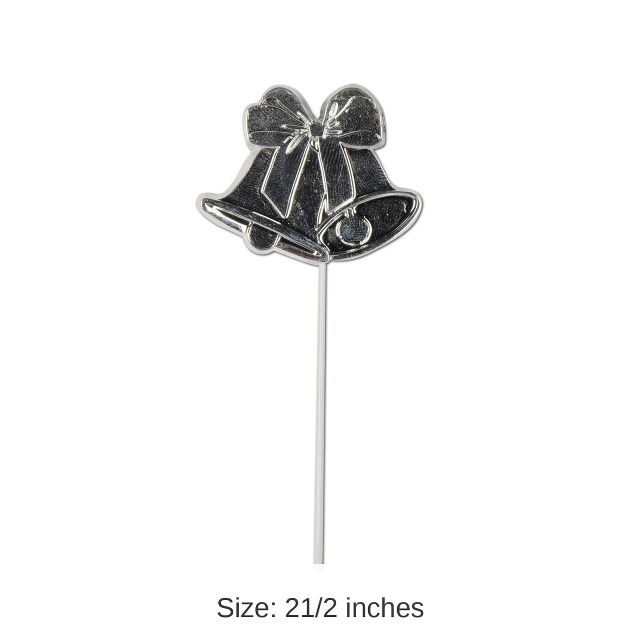 96 Pack Bulk Wedding Bell Picks Silver - molded plastic