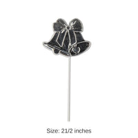 96 Pack Bulk Wedding Bell Picks Silver - molded plastic