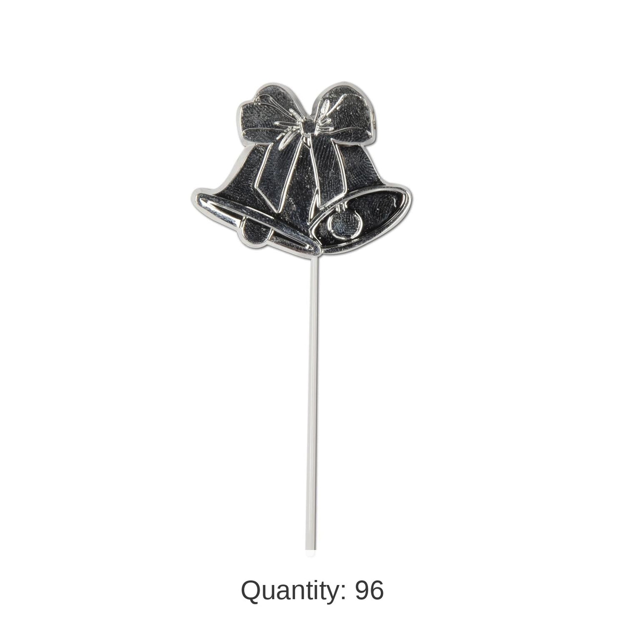 96 Pack Bulk Wedding Bell Picks Silver - molded plastic