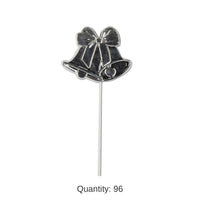 96 Pack Bulk Wedding Bell Picks Silver - molded plastic