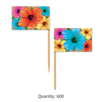 600 Pack Bulk Luau Party Hibiscus Picks