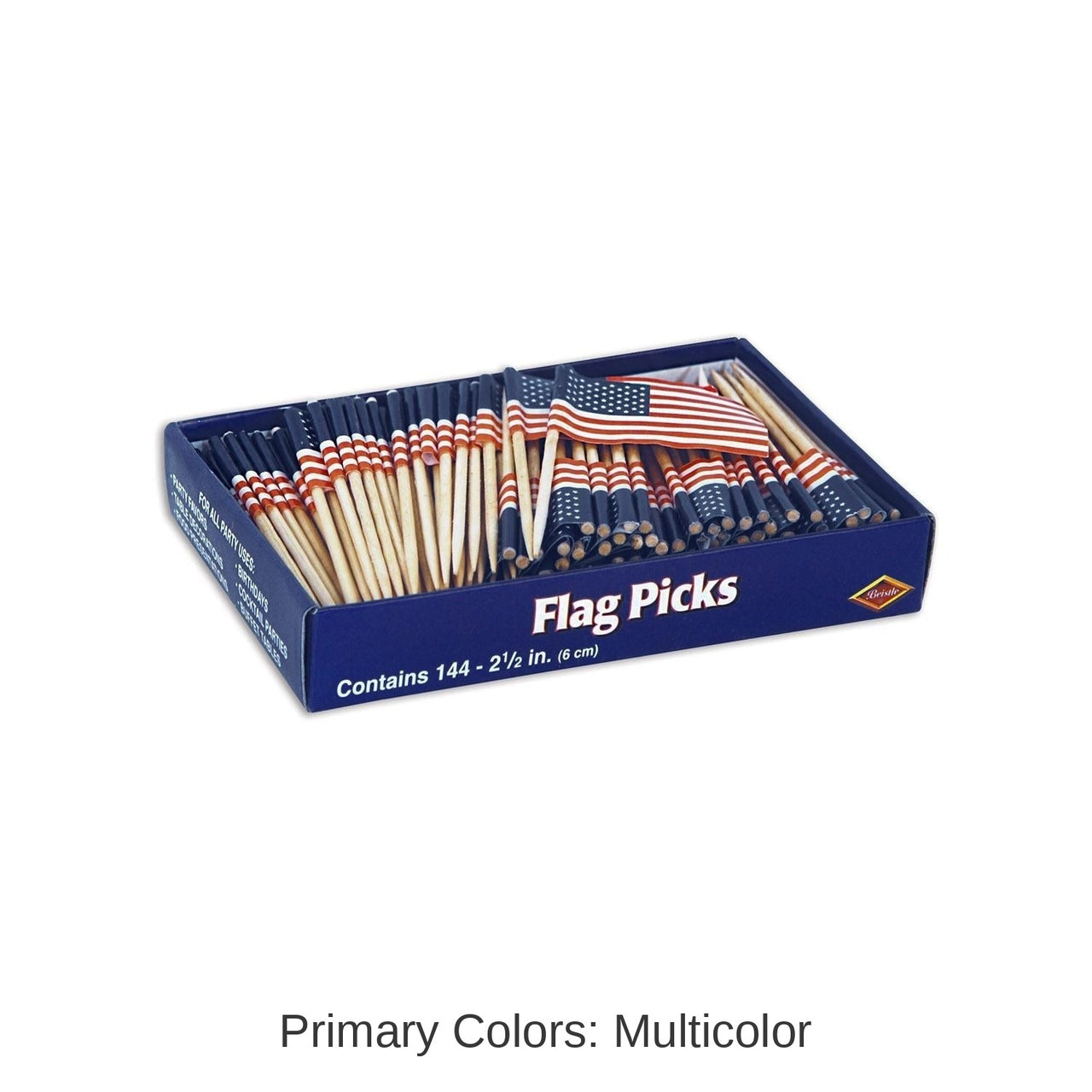 24 Pack Bulk U S Flag Picks Party 144 Piece Counter Display
