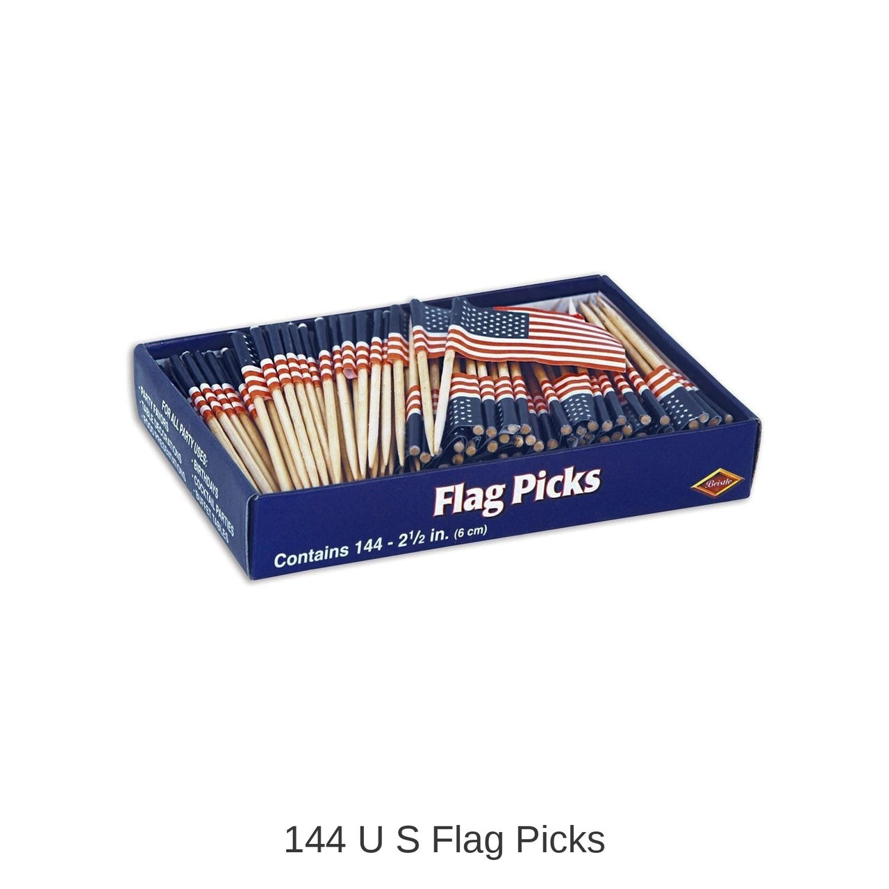 24 Pack Bulk U S Flag Picks Party 144 Piece Counter Display