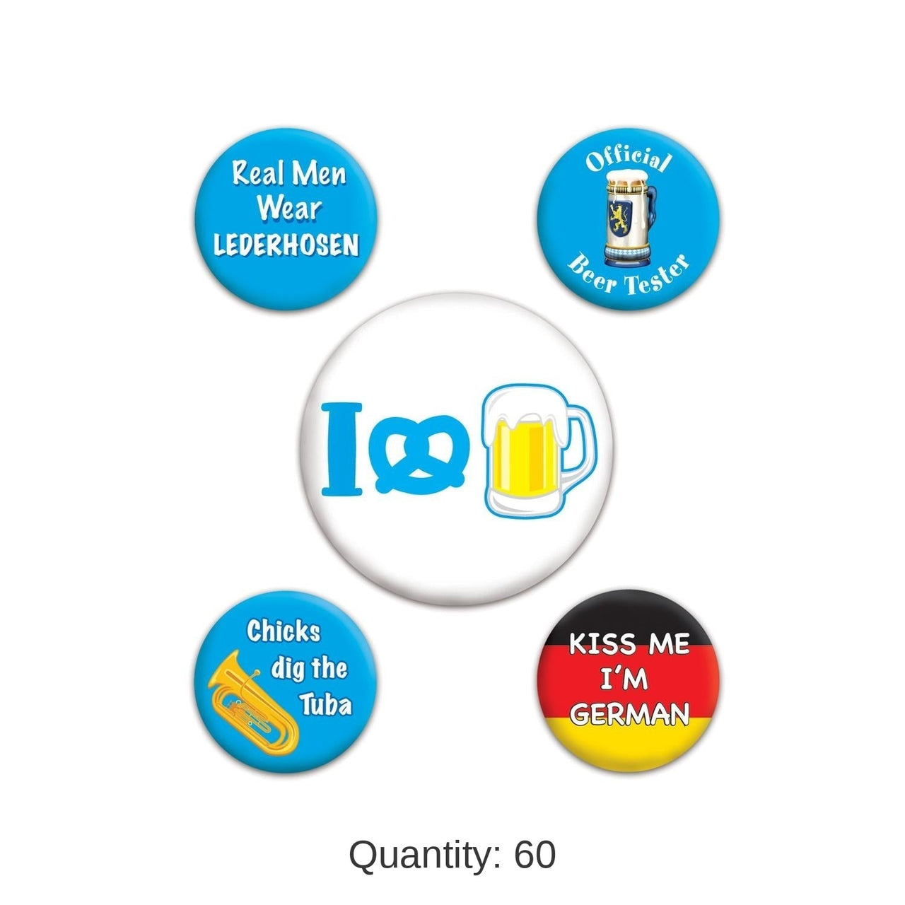 60 Pack Bulk Oktoberfest Party Buttons