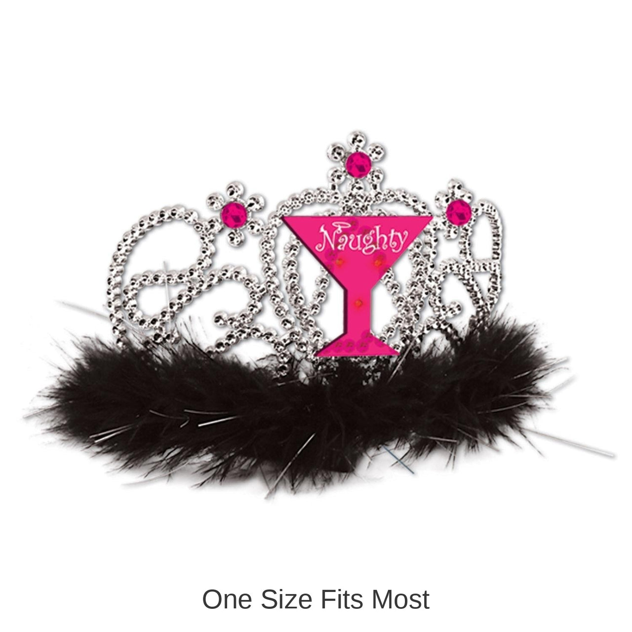 6 Pack Bulk Bachelorette Party Plastic Light-Up Naughty Girl Tiara