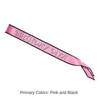 6 Pack Bulk Birthday Party Diva Satin Sash