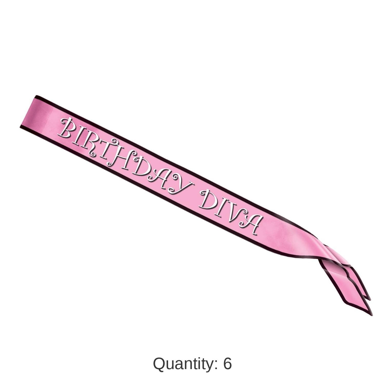 6 Pack Bulk Birthday Party Diva Satin Sash