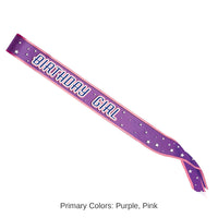 6 Pack Bulk Birthday Party Girl Satin Sash