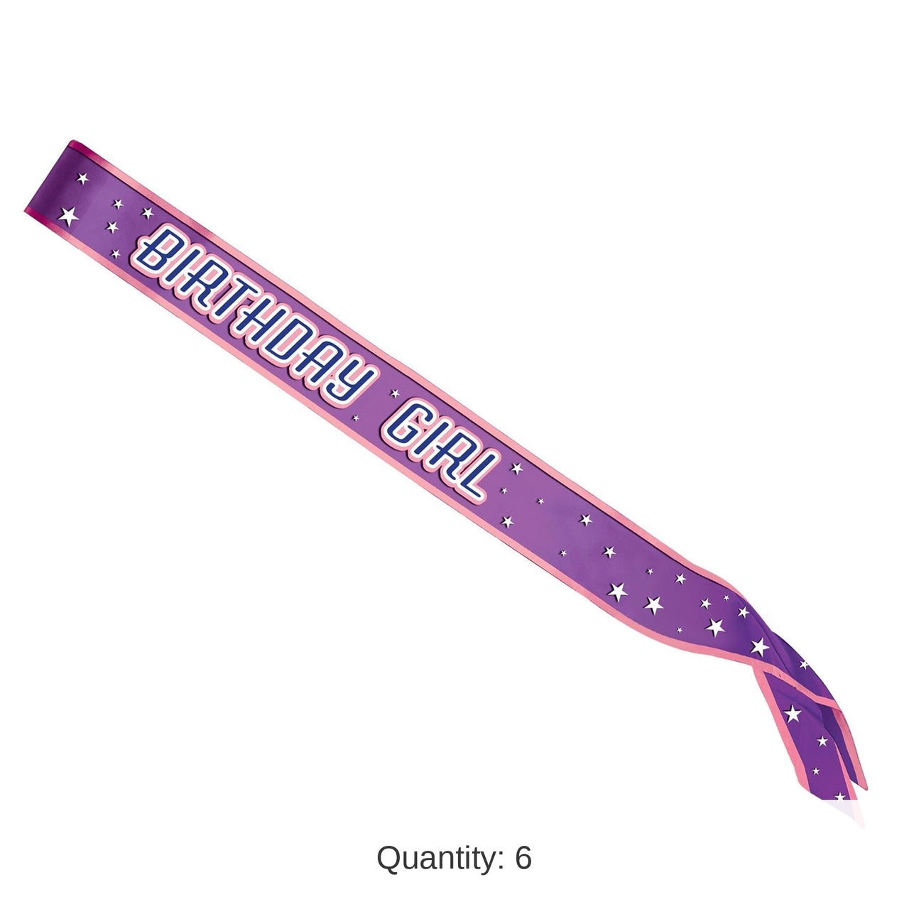 6 Pack Bulk Birthday Party Girl Satin Sash