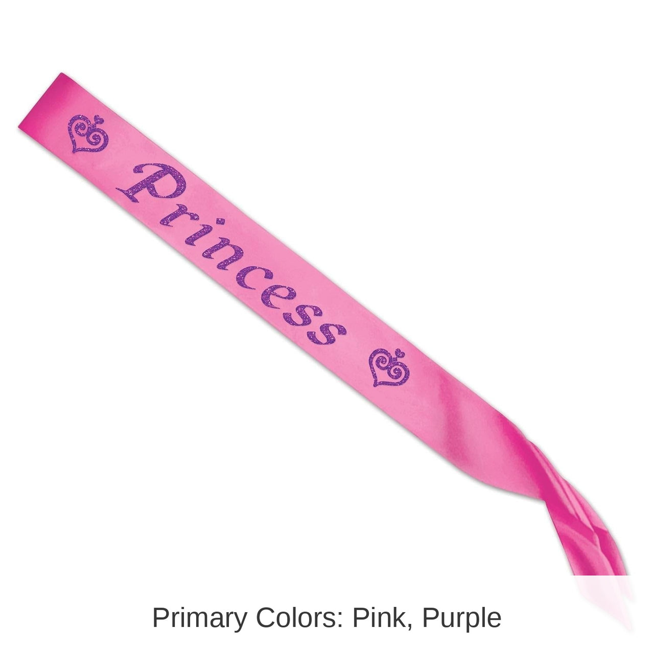 6 Pack Bulk Glittered Princess Satin Sash