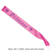 6 Pack Bulk Glittered Princess Satin Sash