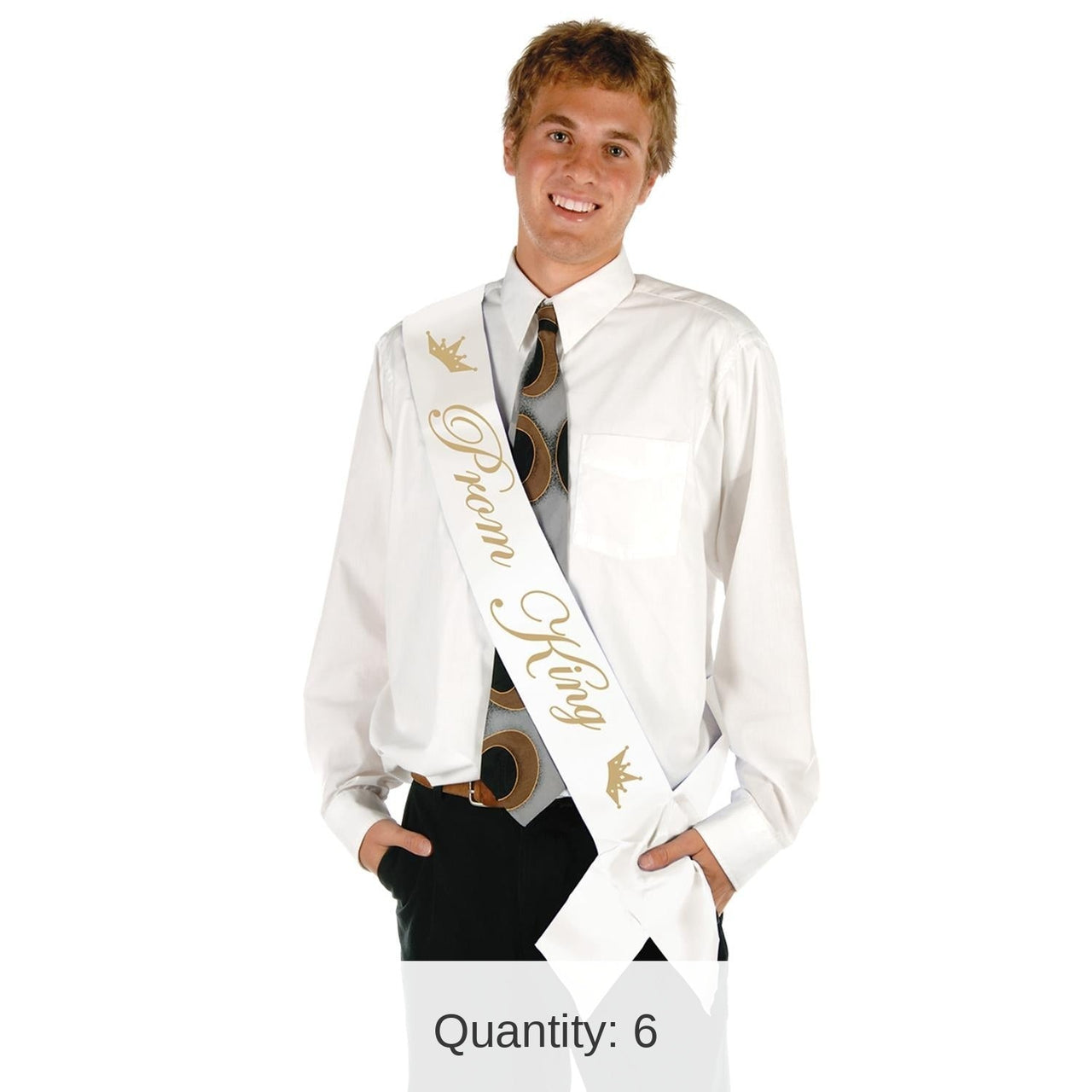 6 Pack Bulk Prom King Satin Sash