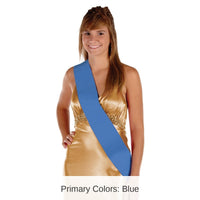 6 Pack Bulk Satin Sash - blue