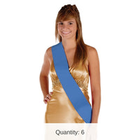6 Pack Bulk Satin Sash - blue