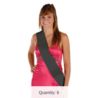6 Pack Bulk Satin Sash - black