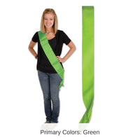 6 Pack Bulk Satin Sash - lime green