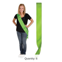 6 Pack Bulk Satin Sash - lime green