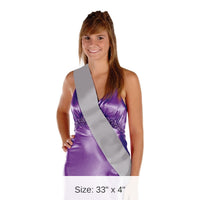 6 Pack Bulk Satin Sash - silver